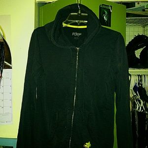 Black hoodie, by Fox, medium. Grunge, sweatshirt